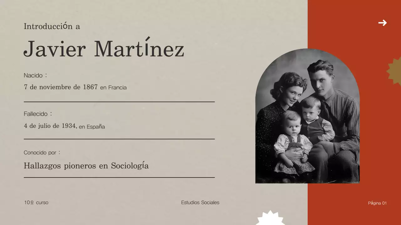 plantilla de presentación de biografía vintage beige