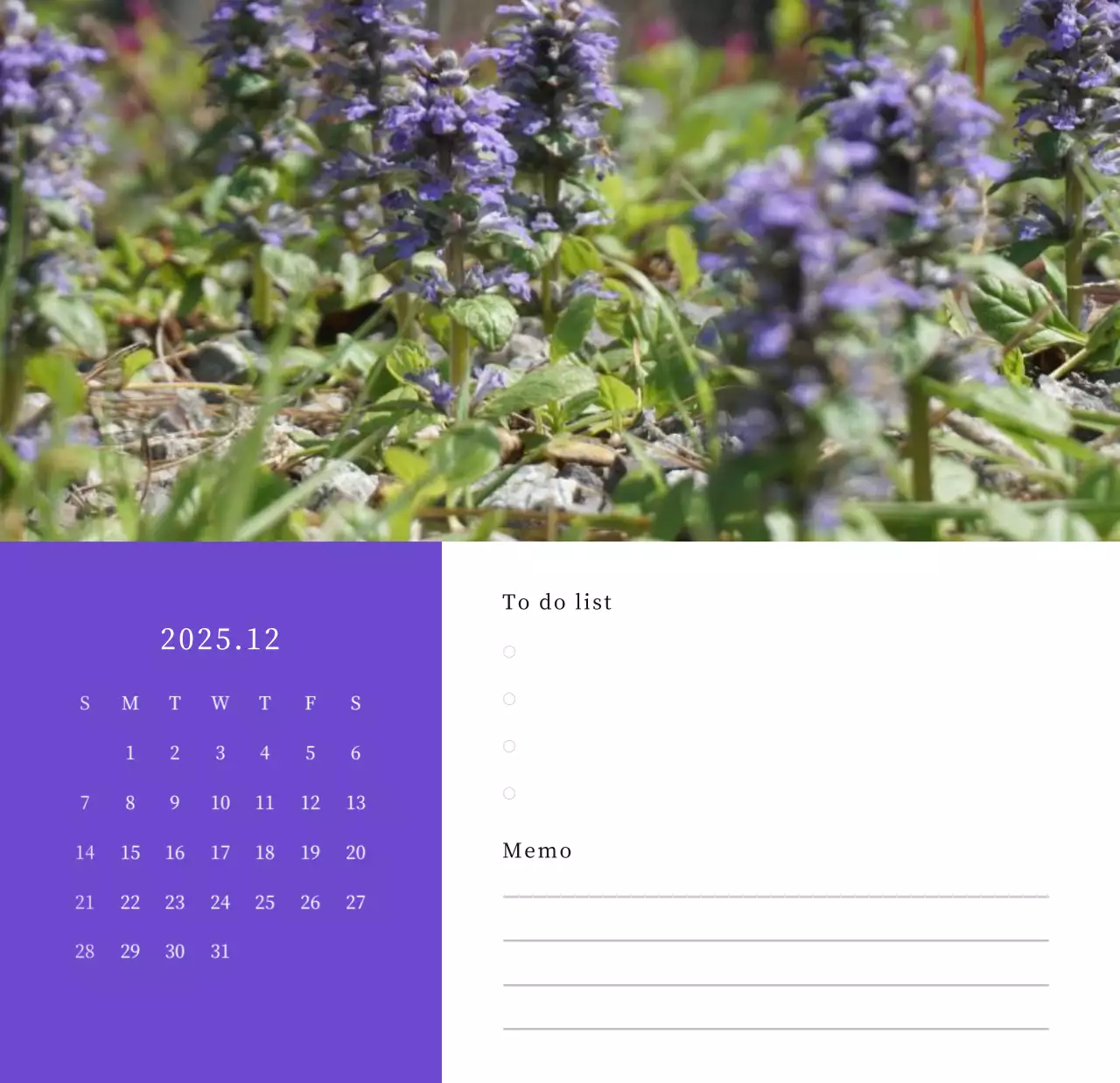 カラフルで美しい花のカレンダー