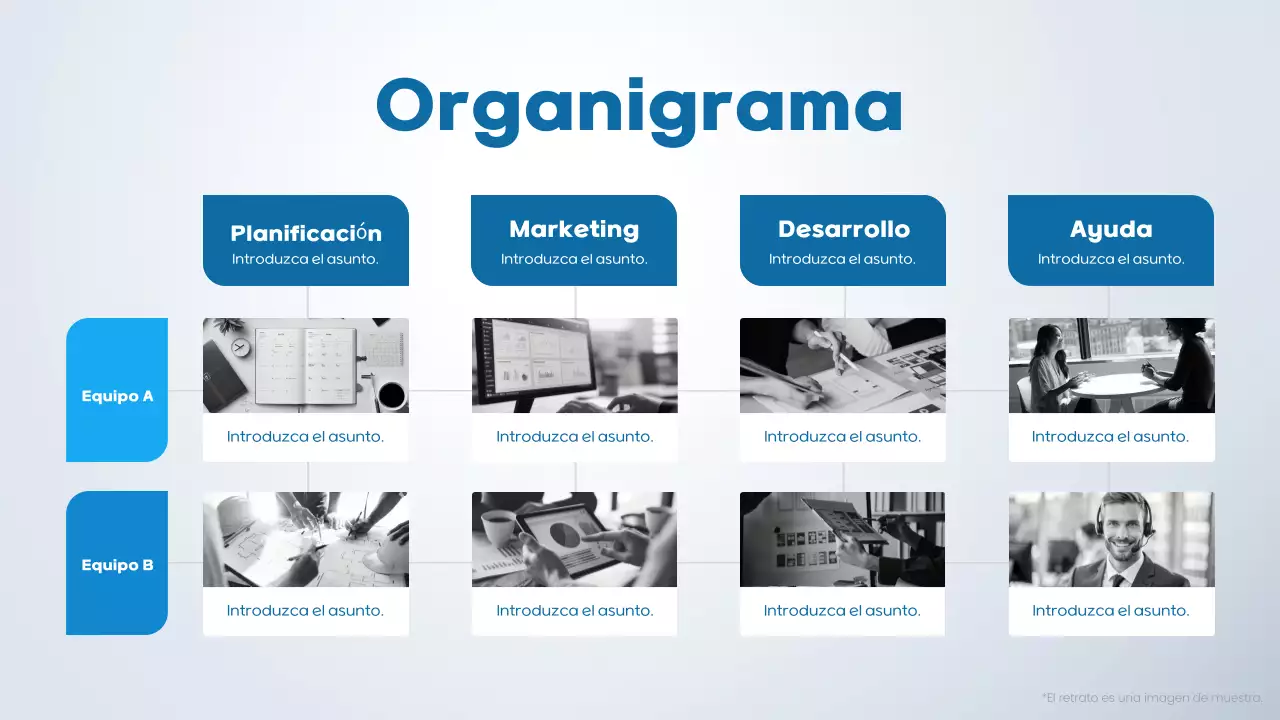 diseño de organigramas matriciales básicos azules