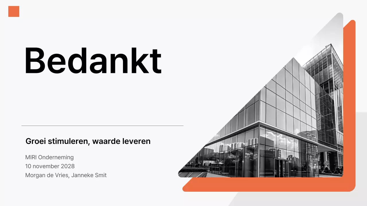 oranje moderne bedrijfspresentatie