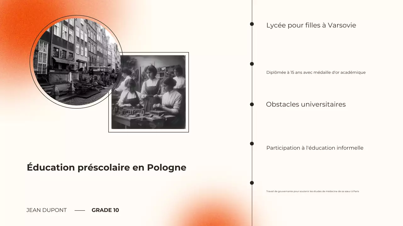 présentation du cours de biographie moderne noir et orange