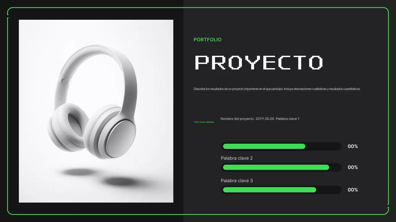 Portafolio con sencillas ilustraciones pixeladas en colores neón para el nuevo año