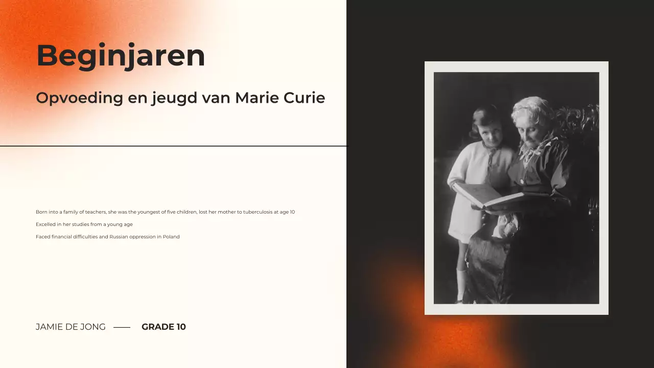 zwart en oranje moderne biografie cursus presentatie