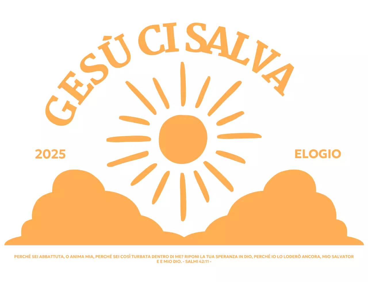 Promuovere una chiesa semplice con un'illustrazione del sole che sorge sopra le nuvole.