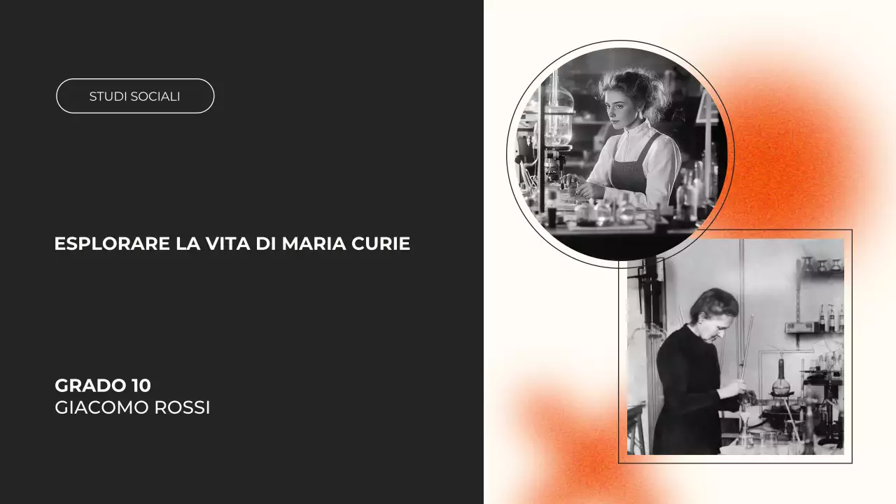 presentazione del corso di biografia moderna in nero e arancio