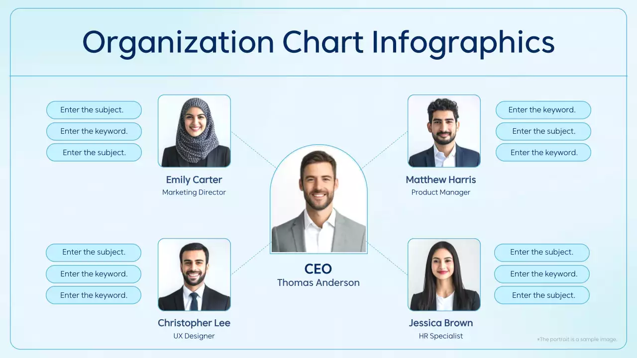 Blue Professional Organization Chart Document Infographic