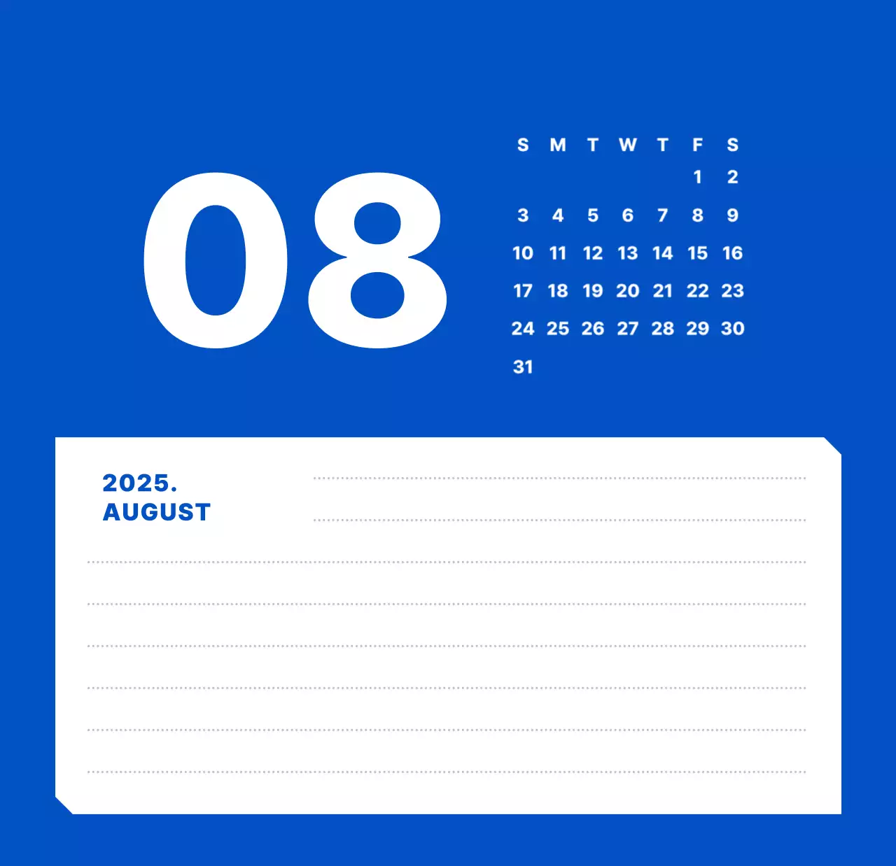 カラフルでシンプルな数字カレンダー