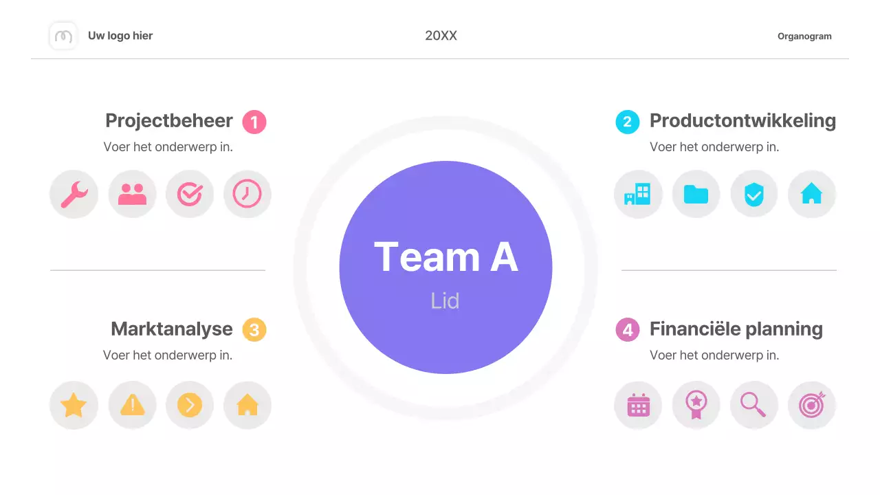 kleurrijk eenvoudig organigram infographics layout