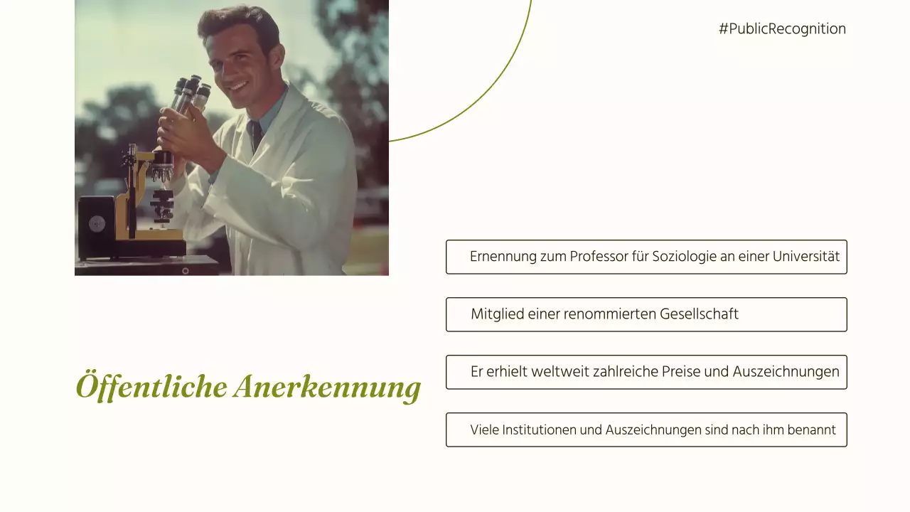 Grüner Klassiker der Biografiepräsentation