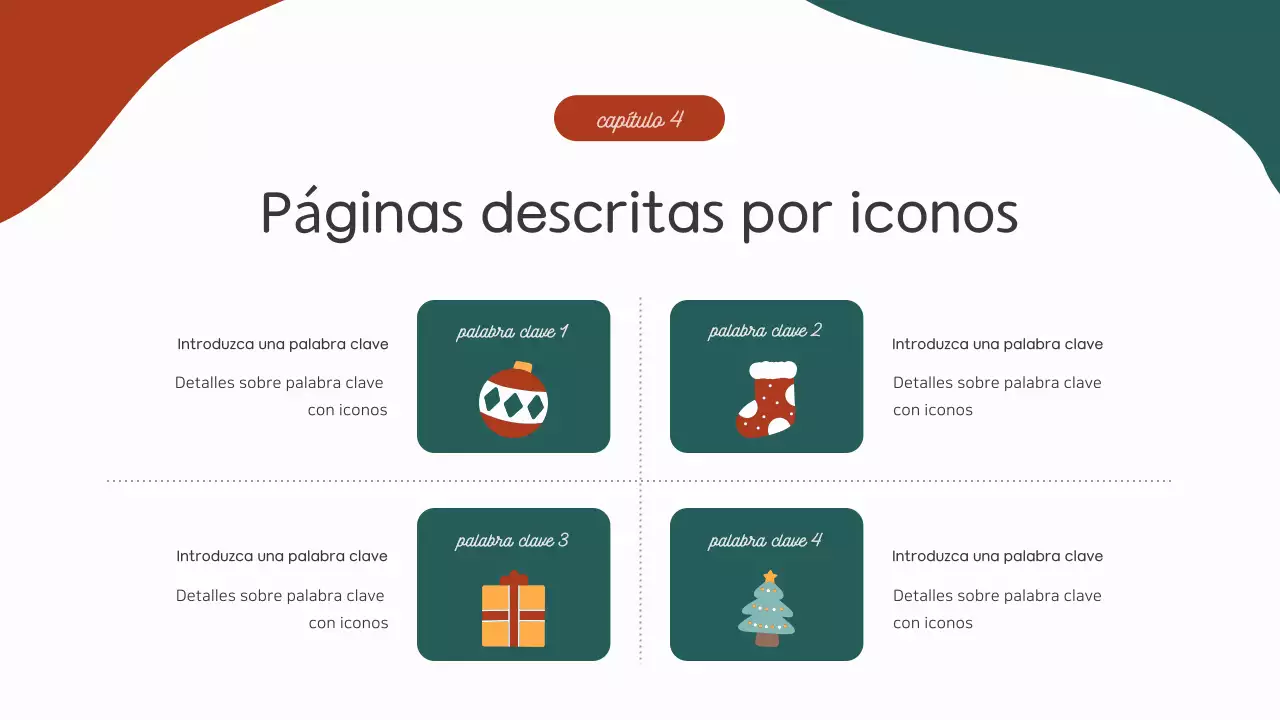 Informe de fin de año en un patrón geométrico de rojo y verde