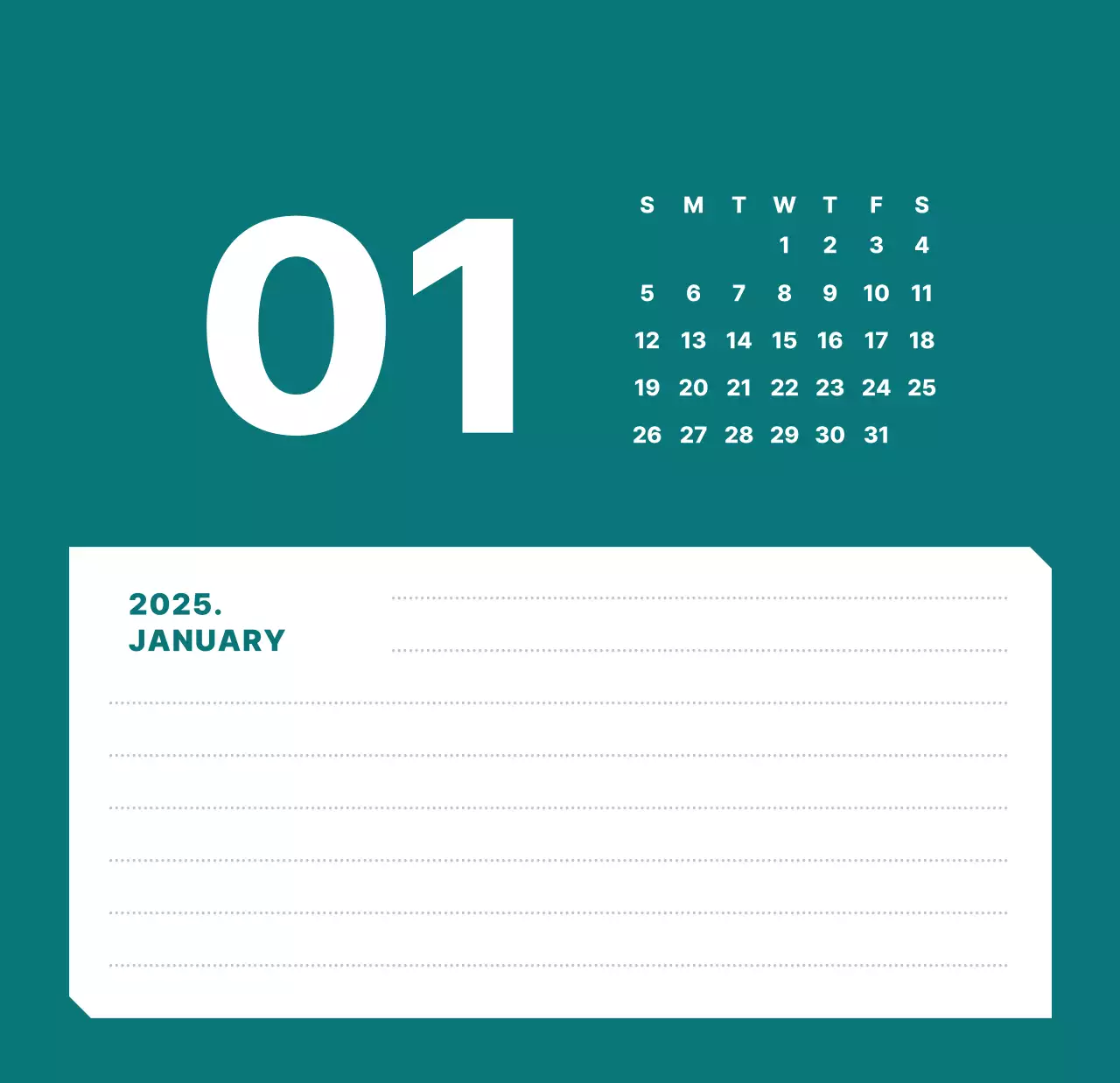 カラフルでシンプルな数字カレンダー