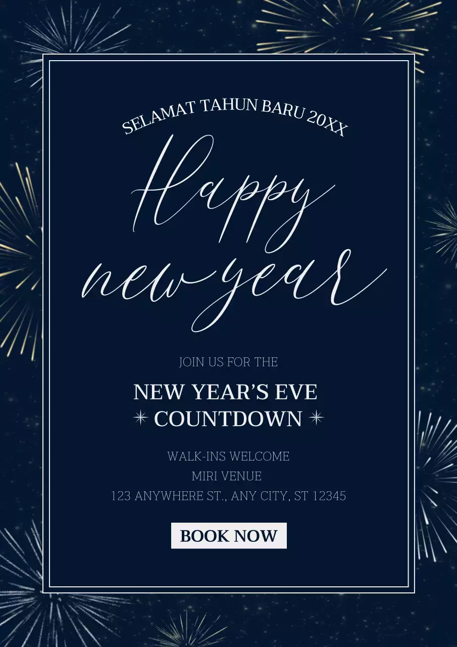 Navy Elegant New Year Event Poster