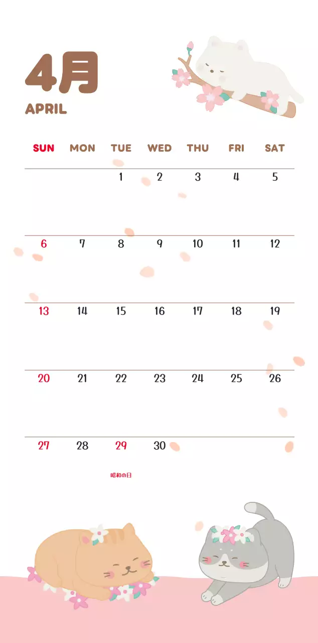 茶色とベージュの可愛らしい2025年カレンダー