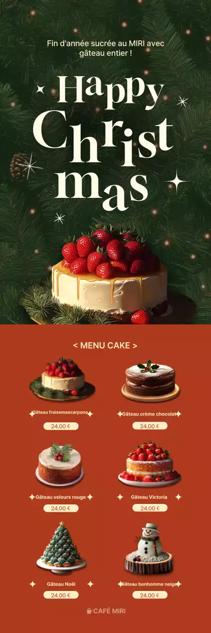 Bannière promotionnelle pour le gâteau de Noël