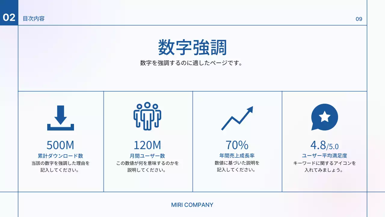 青 シンプル プラン プレゼンテーション