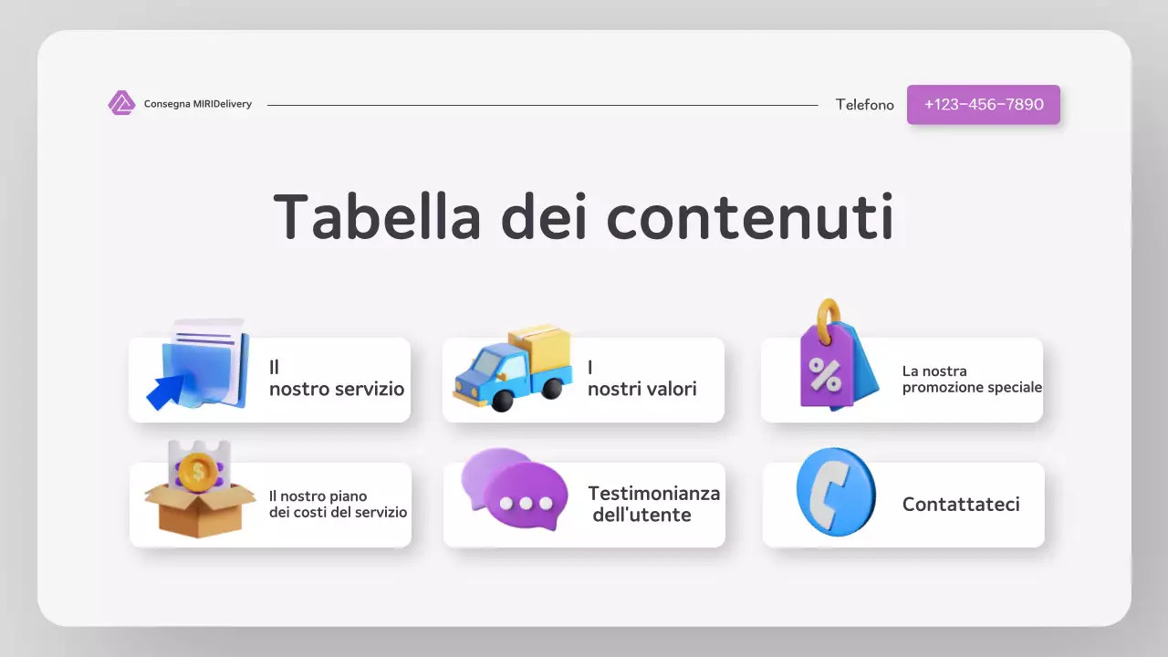 Presentazione della consegna in stile sito web moderno e colorato