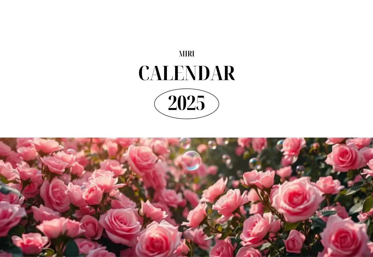 黒と白のシンプルな花写真カレンダー