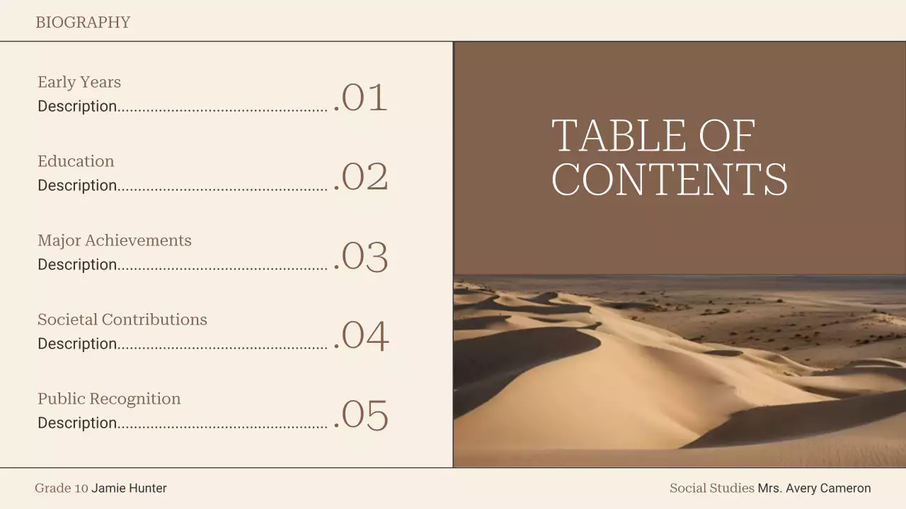 Brown Classic Biography Document Presentation