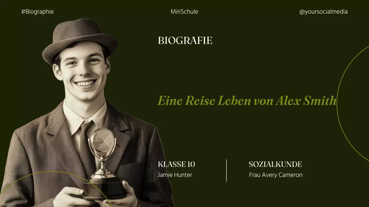 Grüner Klassiker der Biografiepräsentation