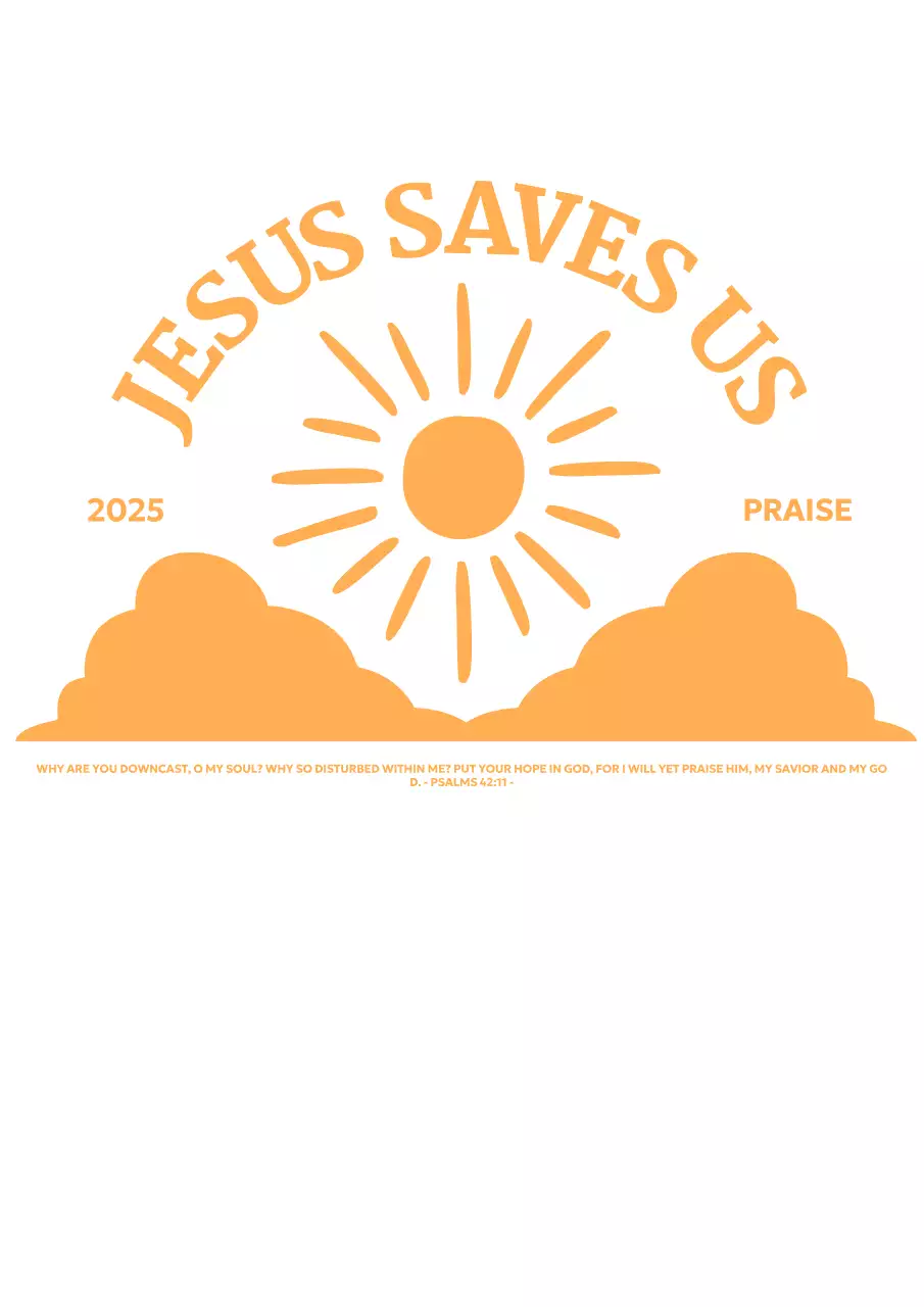 Mempromosikan gereja sederhana dengan ilustrasi matahari terbit di atas awan