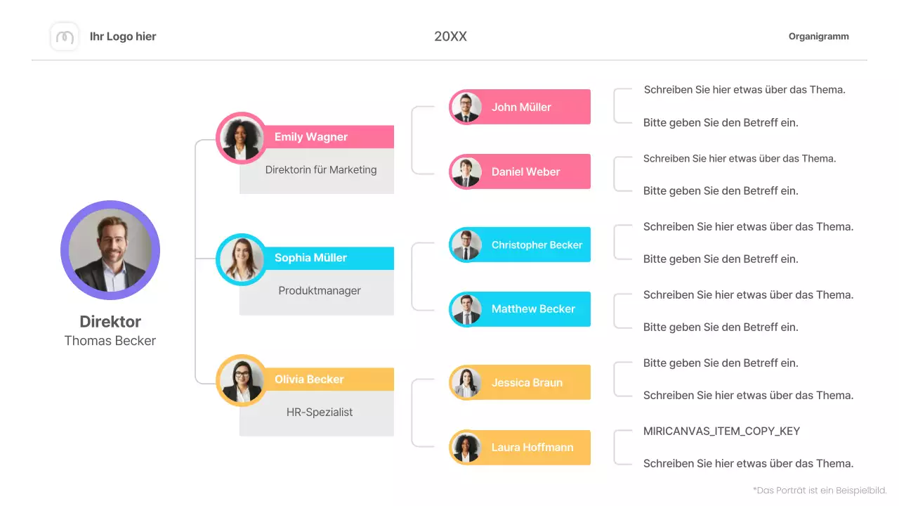 Buntes einfaches Organigramm Infografik Layout