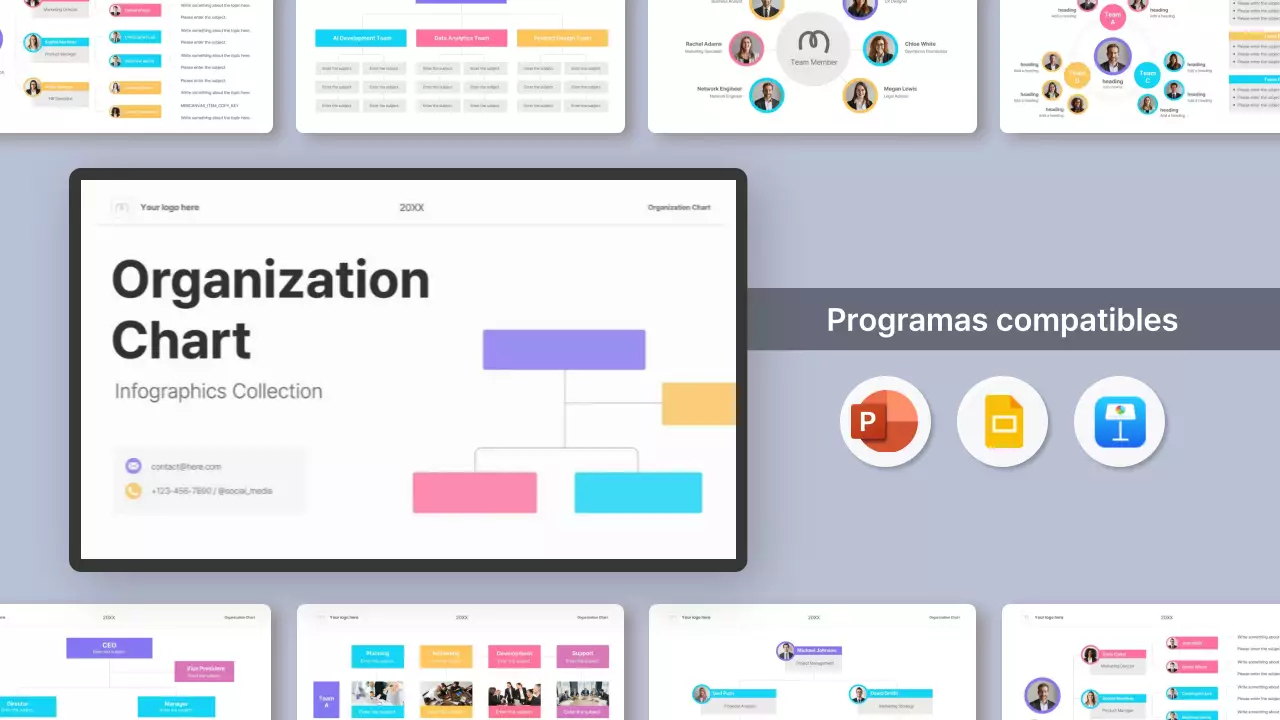 diseño infográfico de organigrama sencillo y colorido