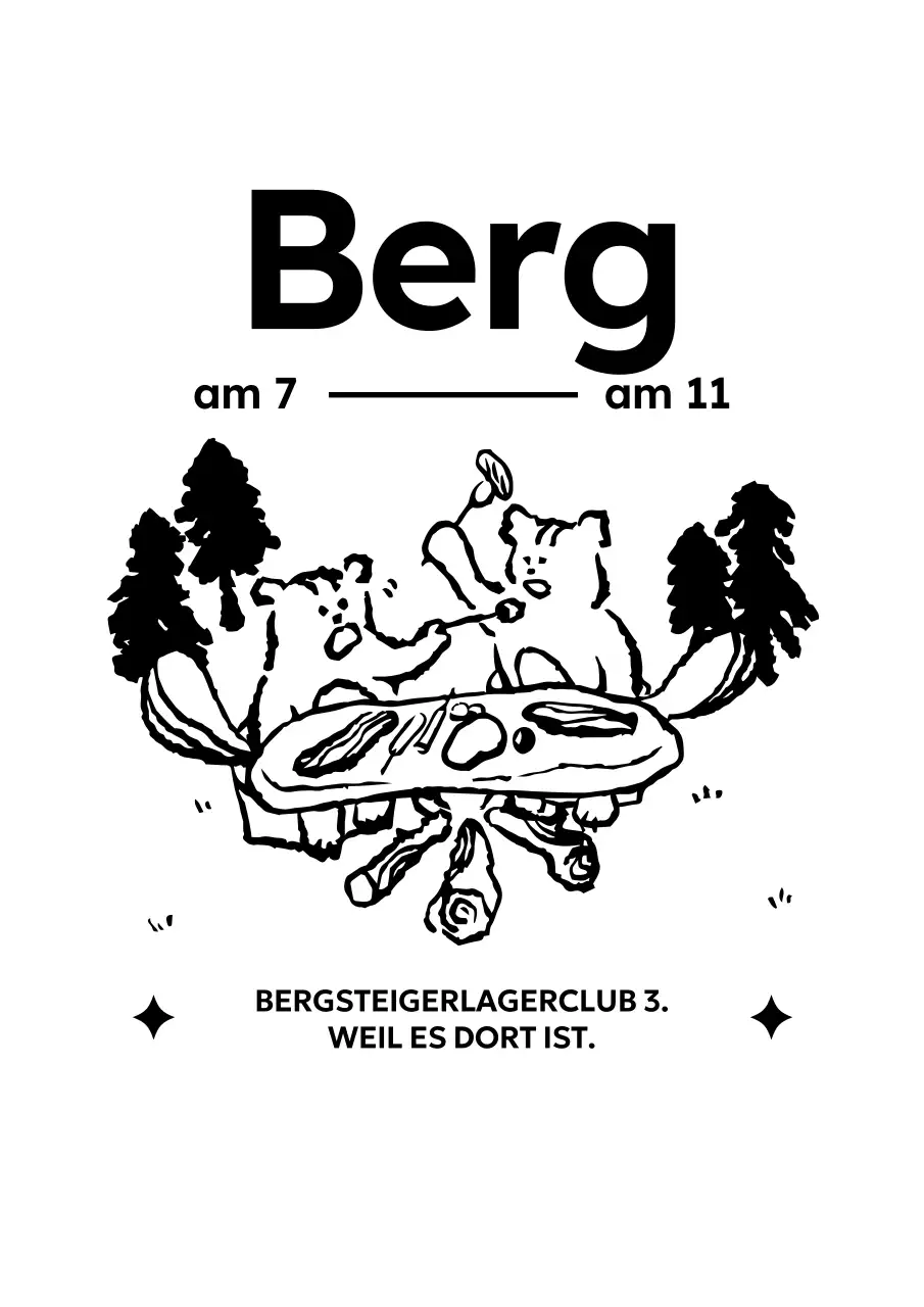 Werbung für einen Wanderverein mit einer Illustration eines Camping-Eichhörnchens