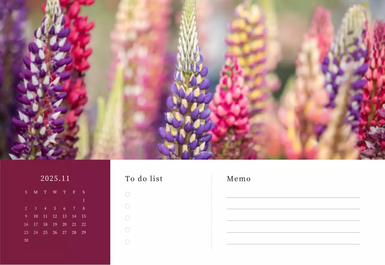 カラフルで高級感のあるフラワーカレンダー
