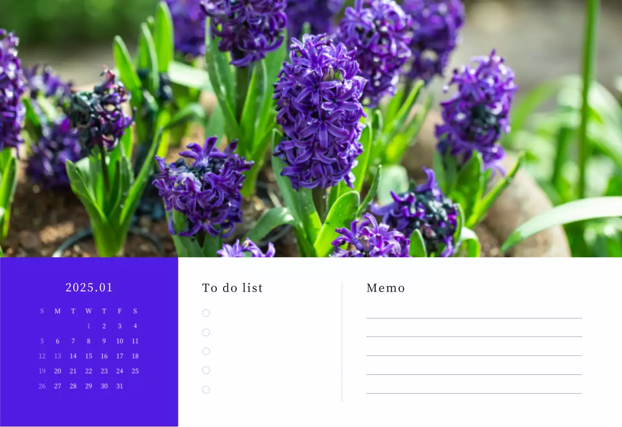 カラフルで高級感のあるフラワーカレンダー