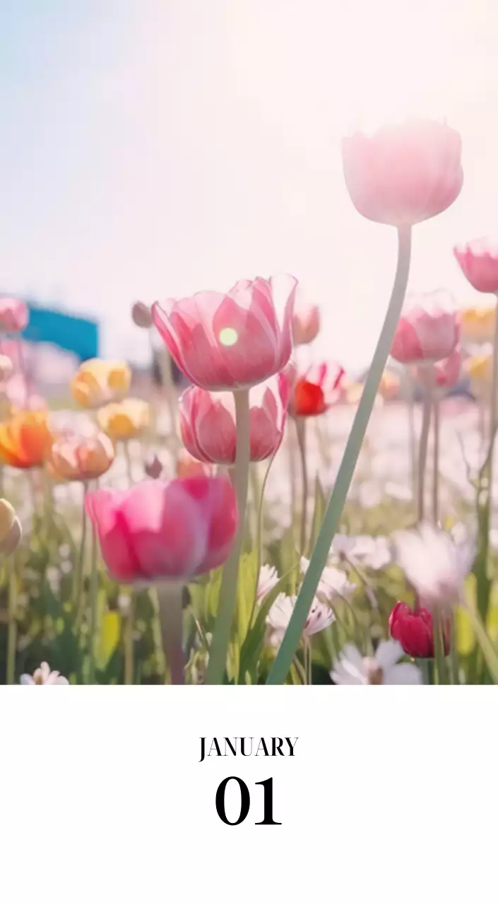 黒と白のシンプルな花写真2025年版カレンダー