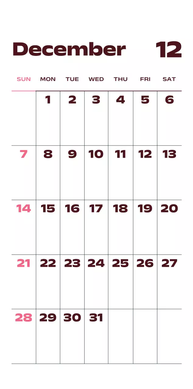 黒と白のモダンな2025年カレンダー