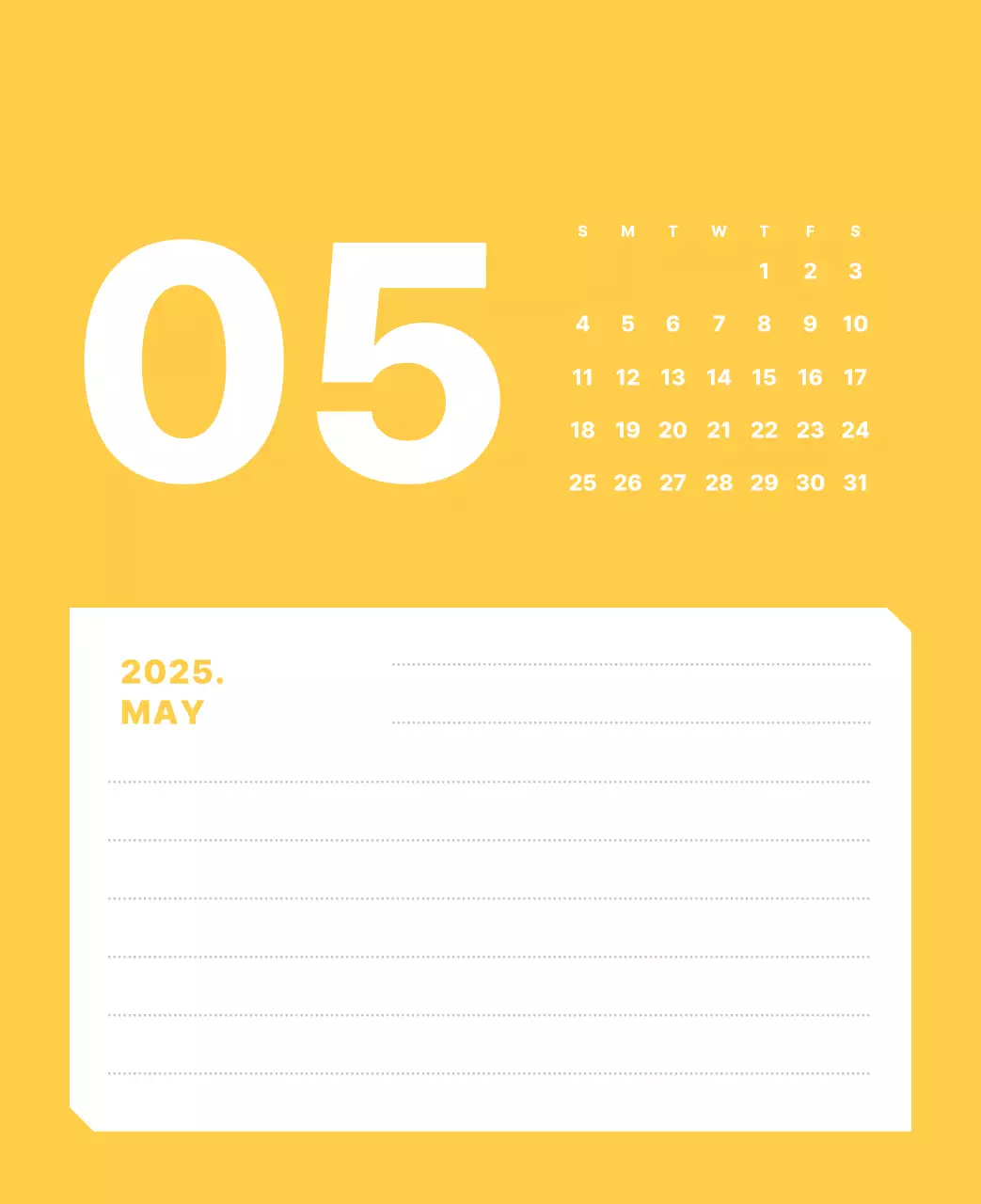 カラフルでシンプルな数字カレンダー