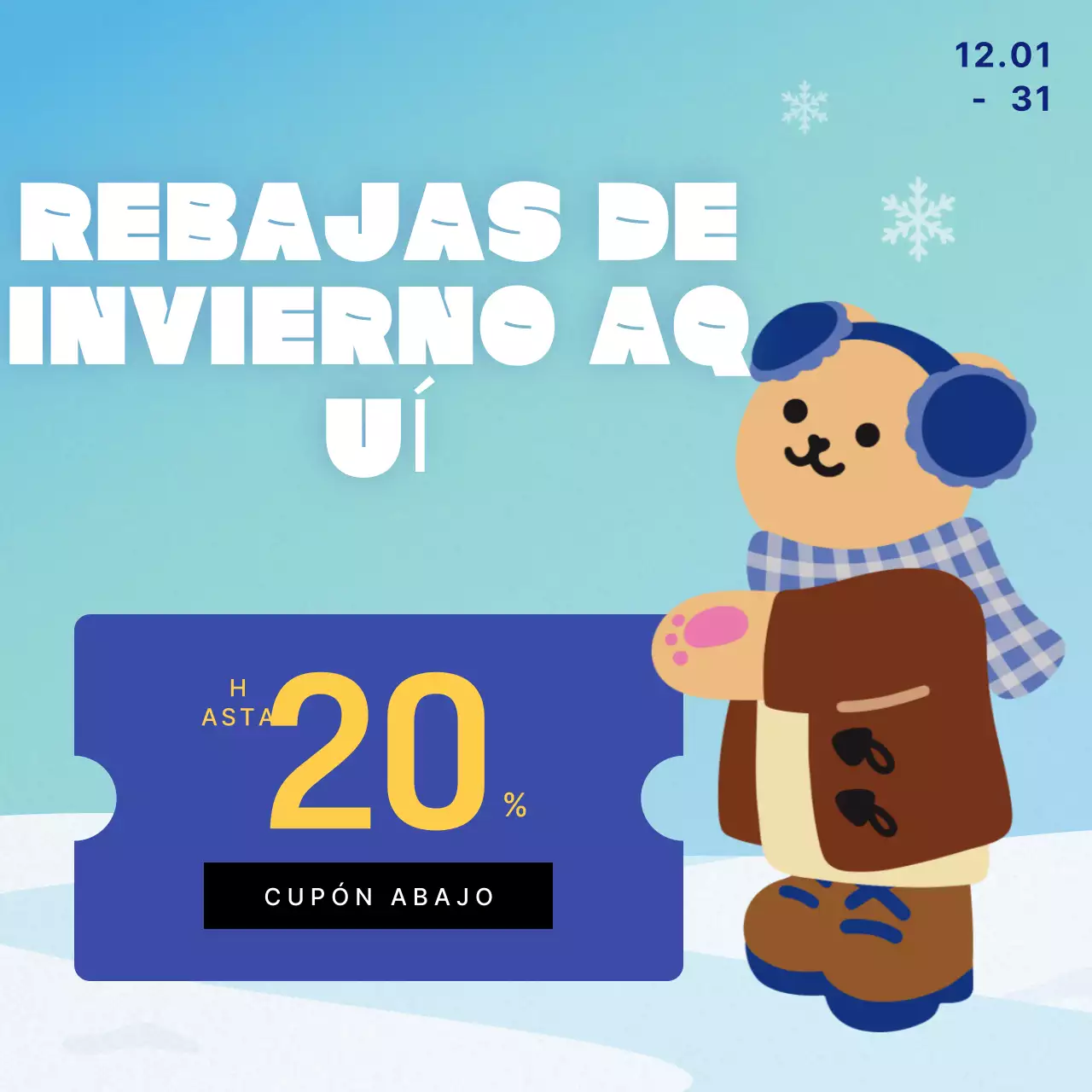 Promocione sus eventos de invierno en azul claro