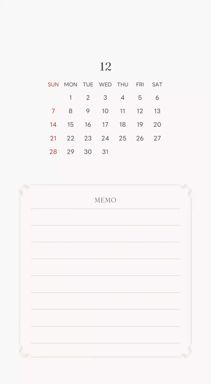 アイボリーとグリーンのシンプルな2025年花柄卓上カレンダー