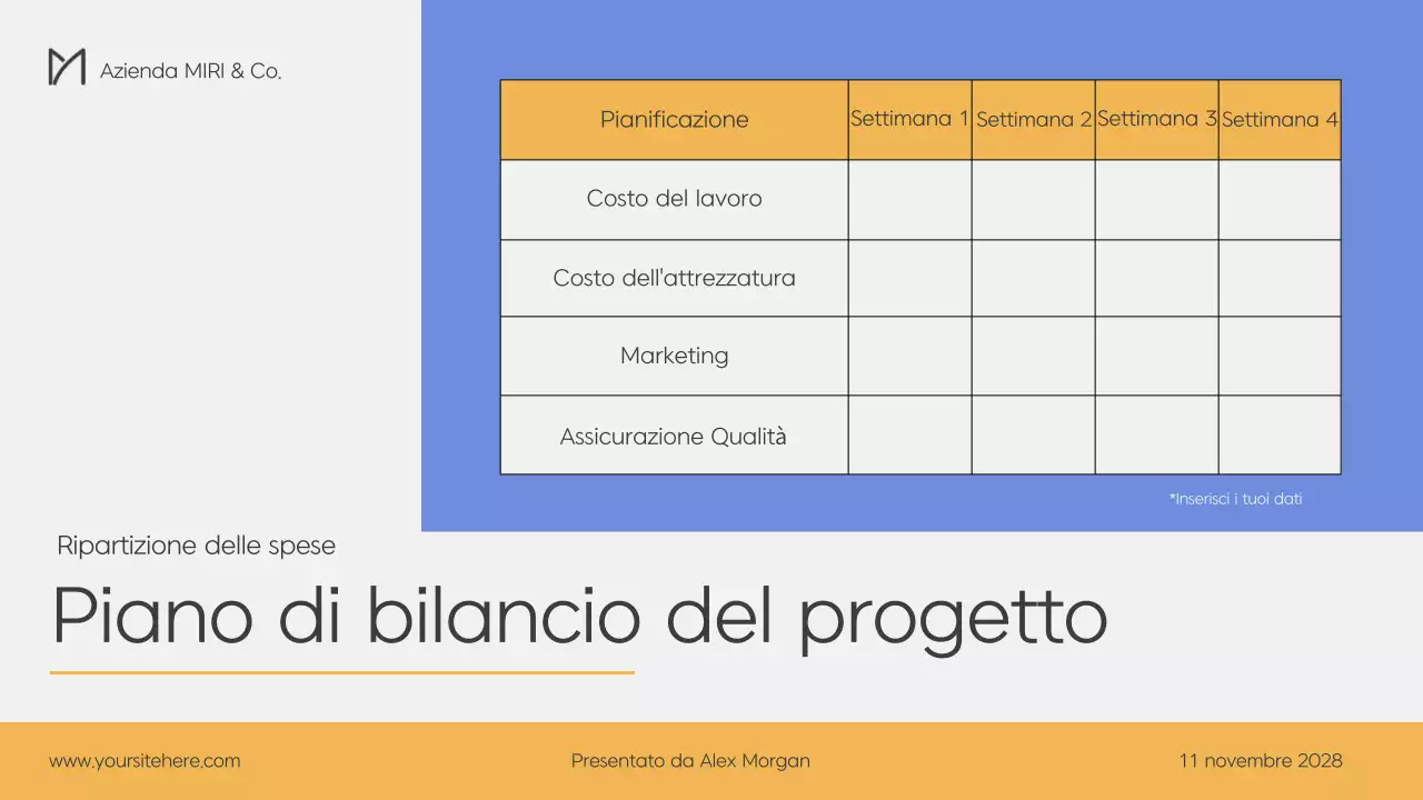 Un moderno business plan in blu e giallo