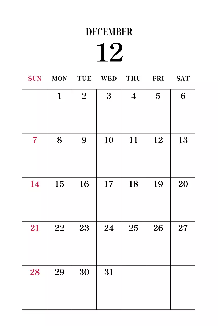 黒と白のシンプルな花写真カレンダー