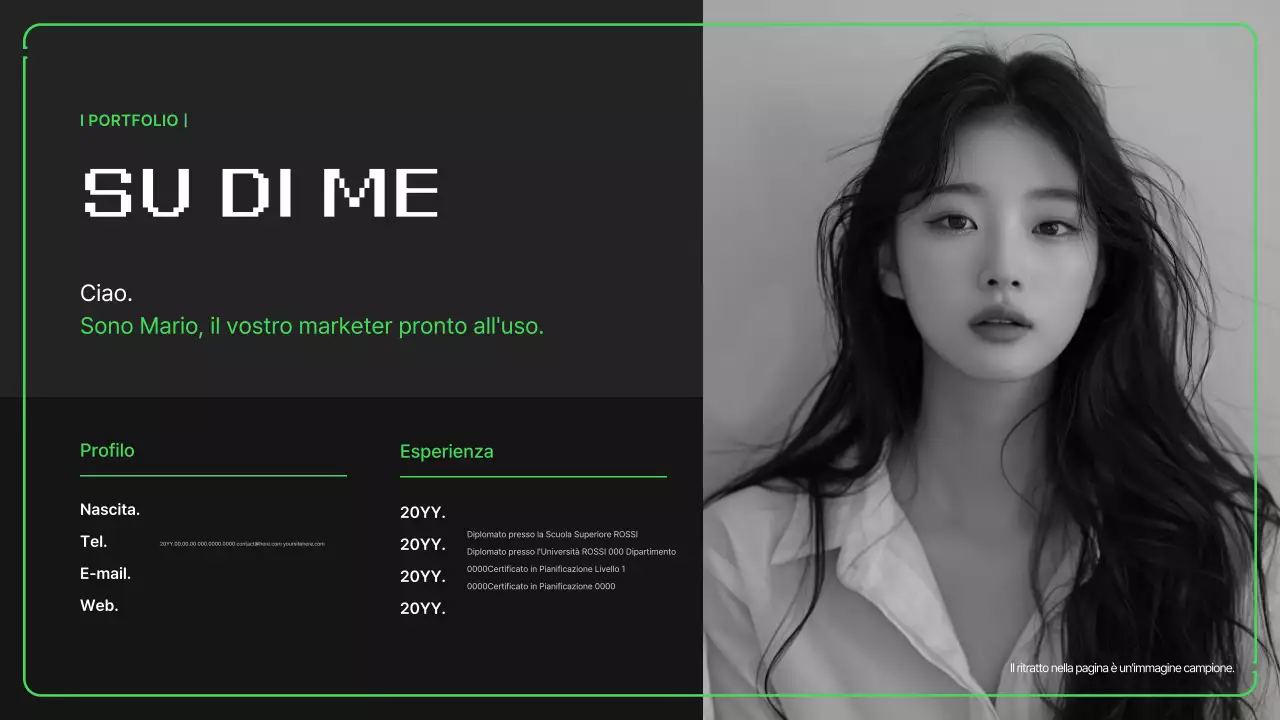 Portfolio con semplici illustrazioni pixelate in colori neon per il nuovo anno