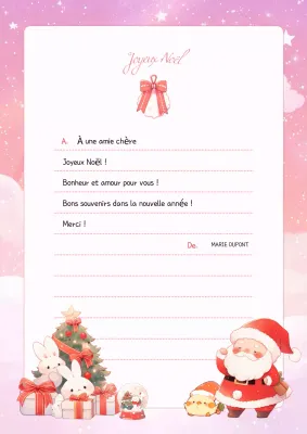 Lettre de Noël rose et cosy