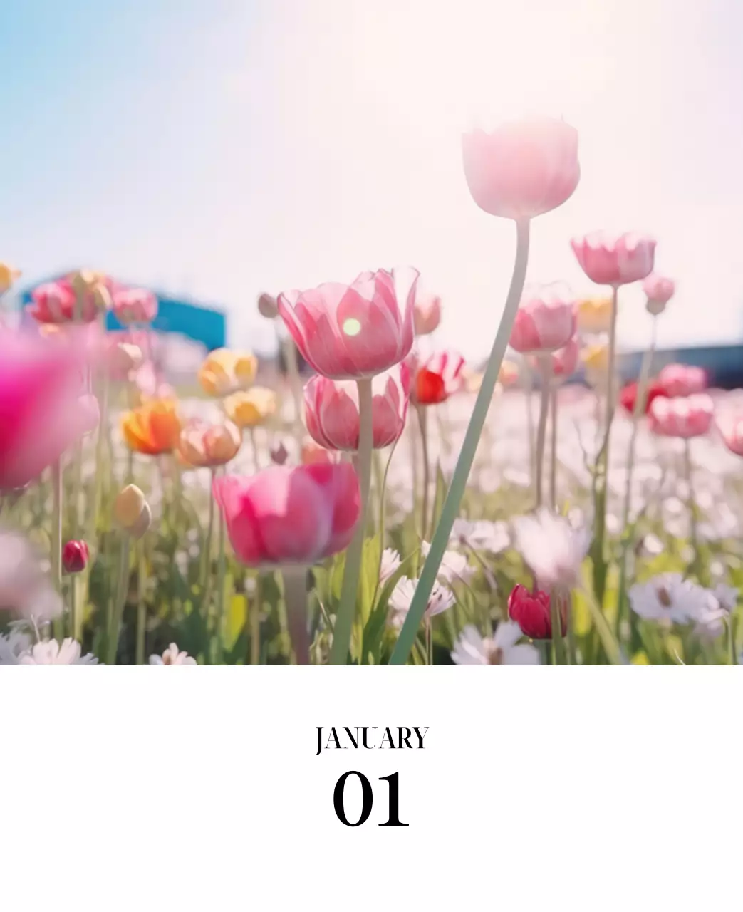 黒と白のシンプルな花写真カレンダー