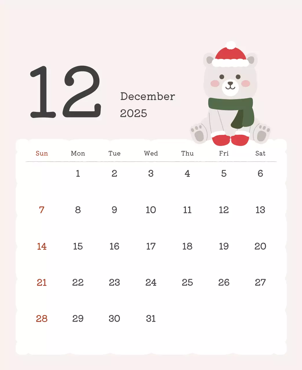 カラフルでかわいいイラストカレンダー