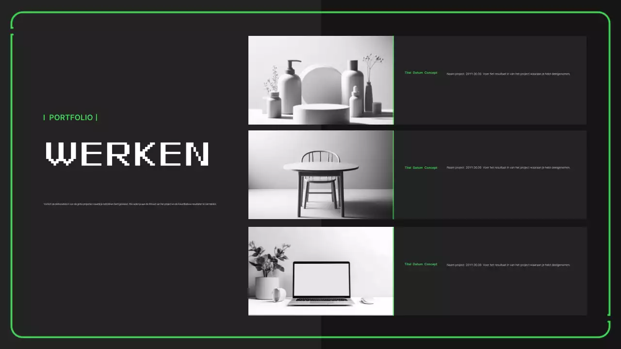 Portfolio met eenvoudige korrelige illustraties in neonkleuren voor het nieuwe jaar