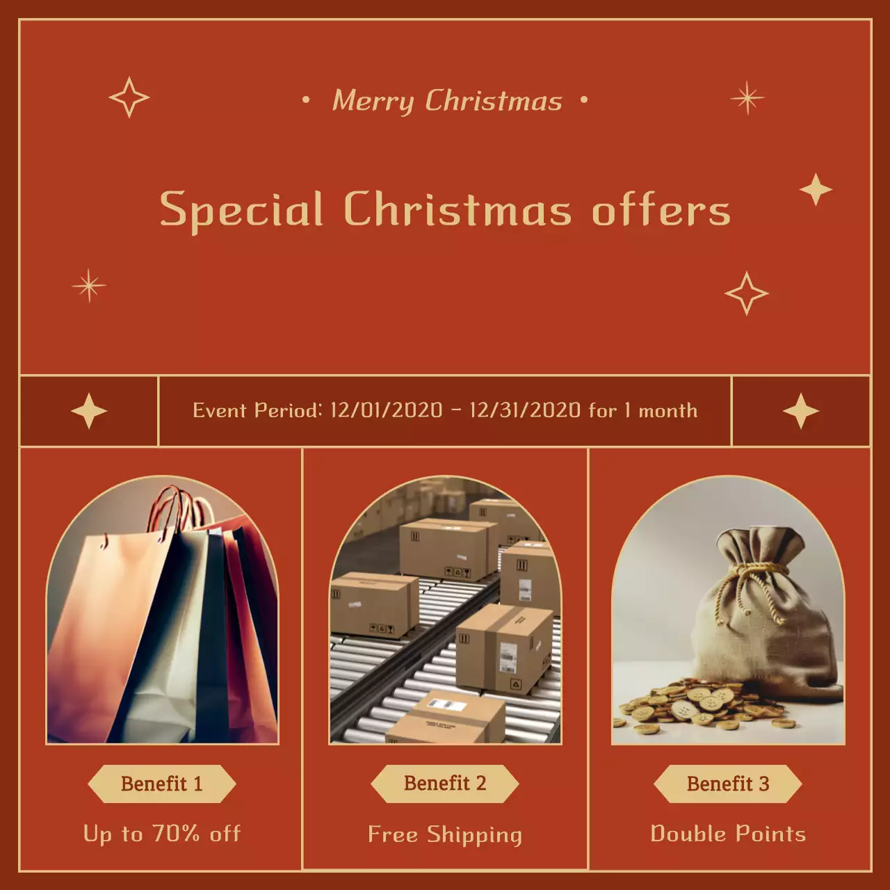 Carrossel de promoção de Natal tradicional vermelho no Instagram