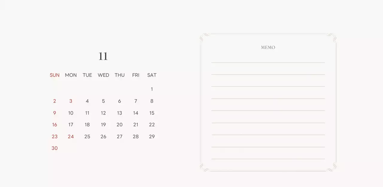 アイボリーとグリーンのシンプルな2025年花柄卓上カレンダー