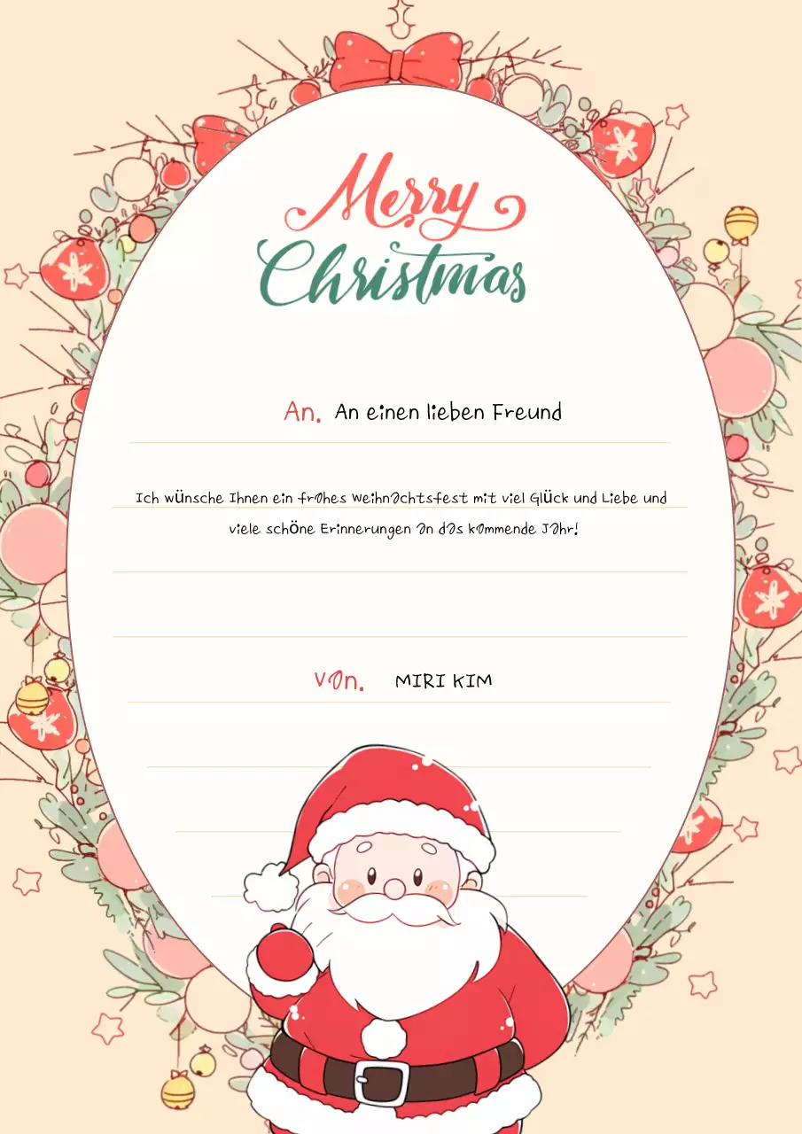 Gemütliche Weihnachtspostkarte in Beige