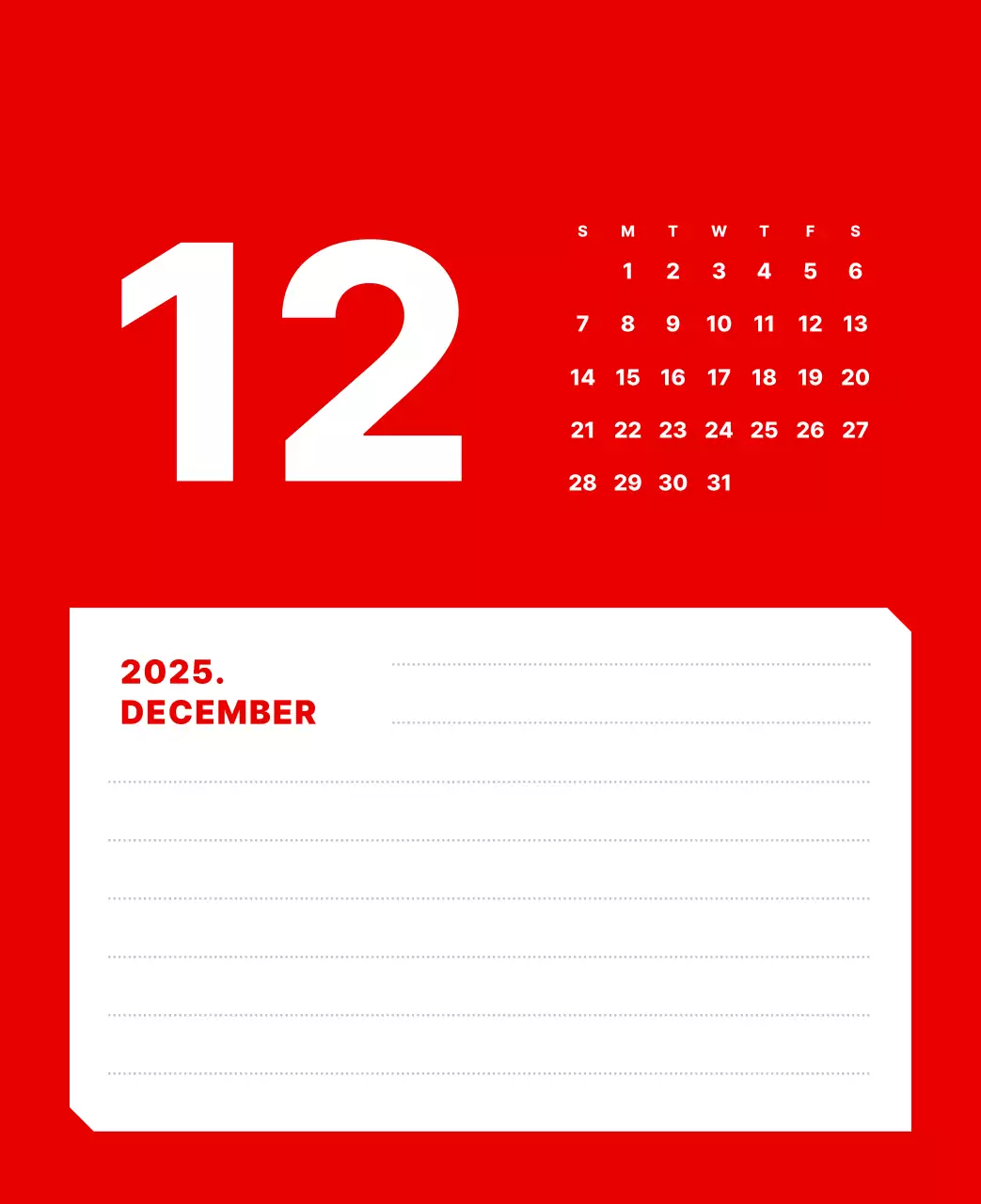 カラフルでシンプルな数字カレンダー