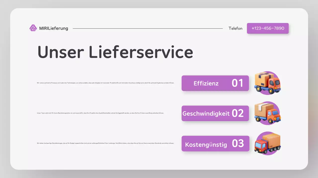 Moderne farbenfrohe Website im Stil einer Lieferpräsentation