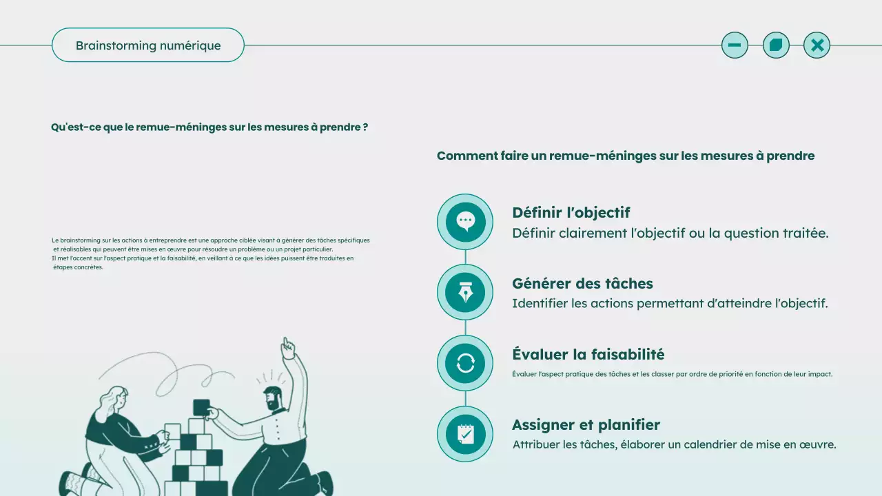 Guide d'idées de brainstorming moderne sarcelle