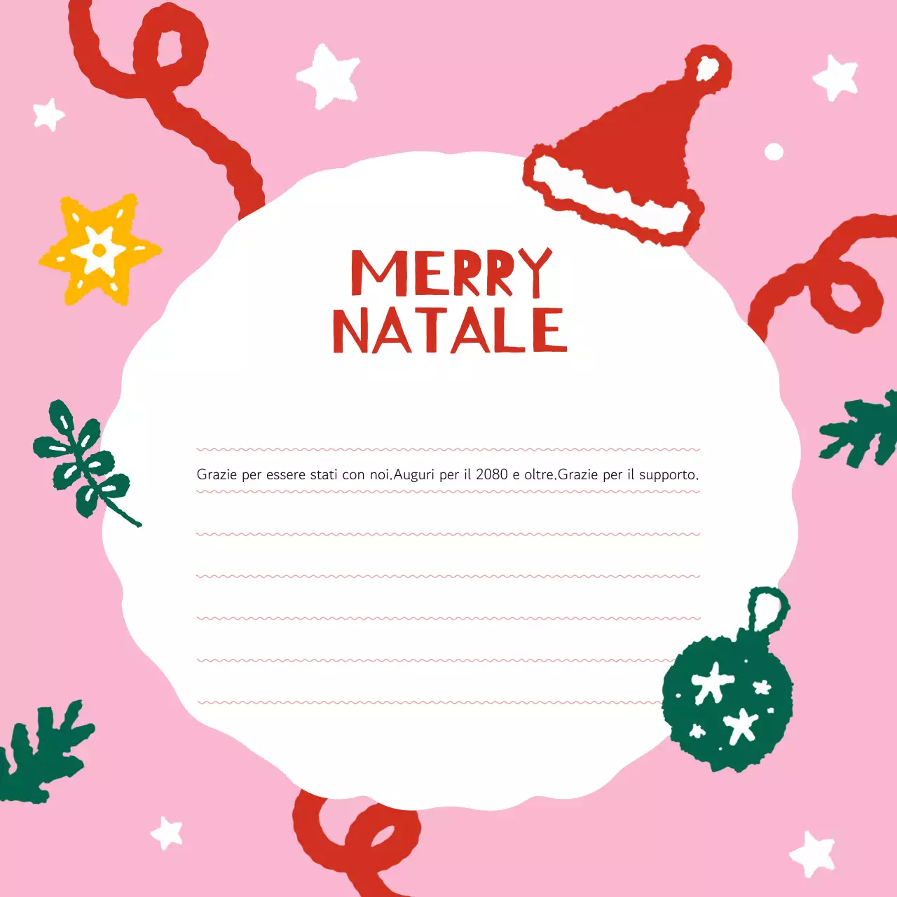 Biglietto di Natale rosa accogliente