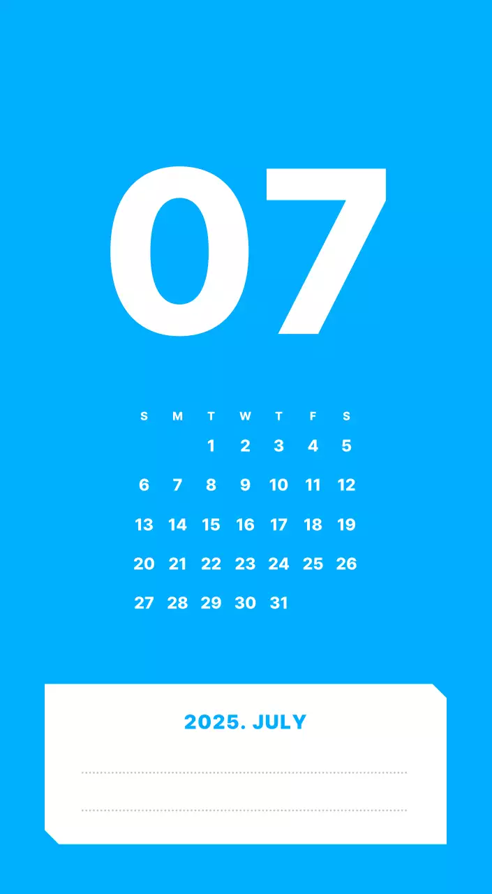 カラフルでシンプルな数字カレンダー