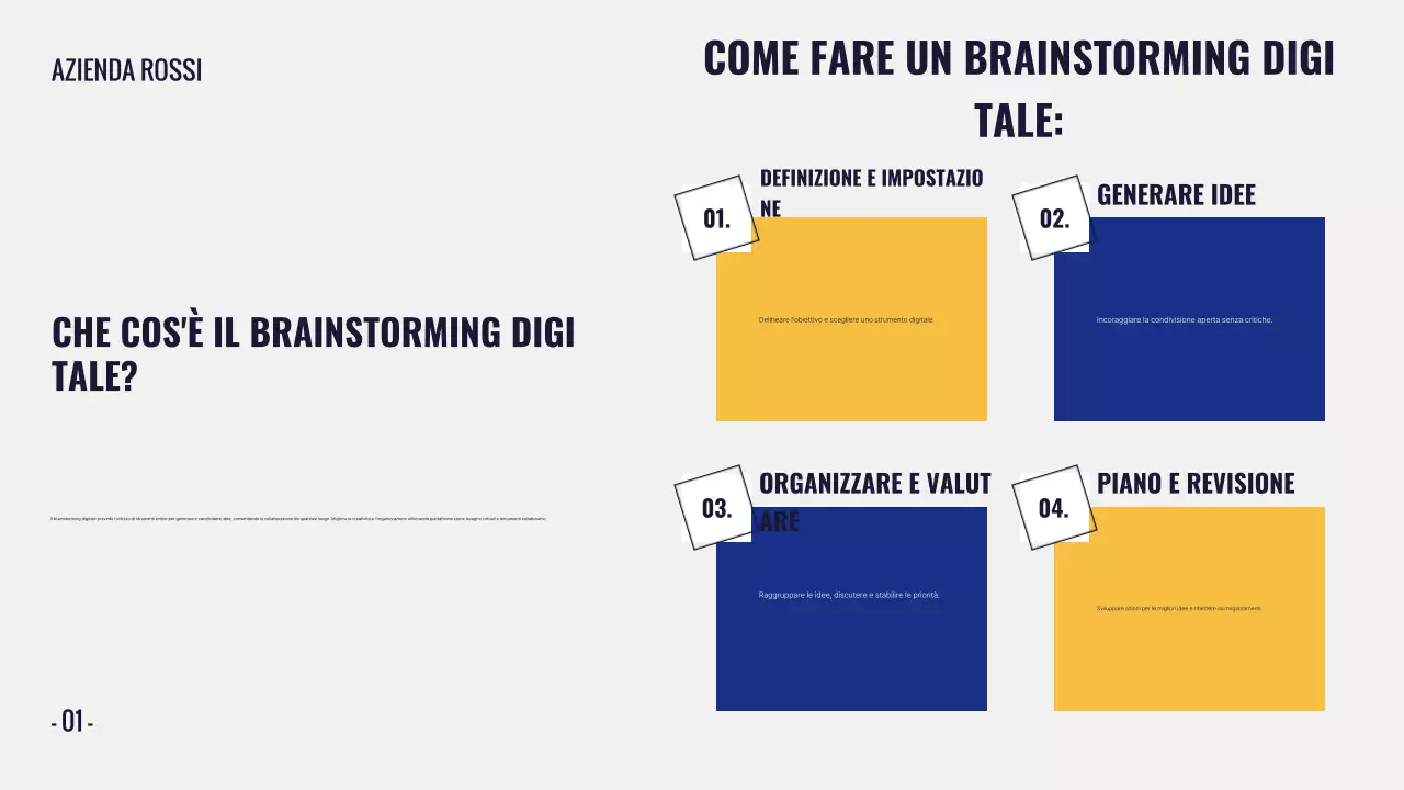 presentazione gialla di brainstorming moderno